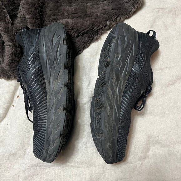 SOLD HOKA ONE Bondi 7 Triple Black Women's Running Shoes 1110531 BBLC SZ 9.5 - Picture 3 of 6